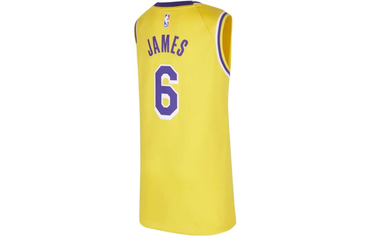Nike NBA Kids Round Neck Vintage Basketball Jersey Los Angeles Lakers LeBron James #6 Boys Amarillo Yellow 2