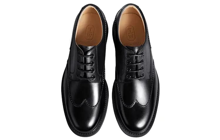 THOM WILLS British Casual Business Soft Sole Derby Shoes Formal Leather Shoes Men's Black 11