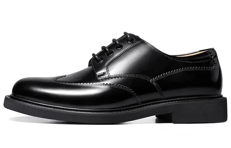 THOM WILLS British Casual Business Soft Sole Derby Shoes Formal Leather Shoes Men's Black