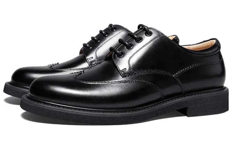 THOM WILLS British Casual Business Soft Sole Derby Shoes Formal Leather Shoes Men's Black 10