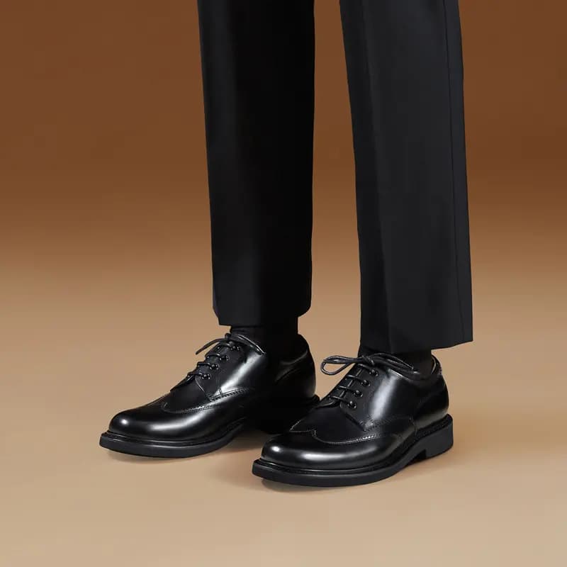 THOM WILLS British Casual Business Soft Sole Derby Shoes Formal Leather Shoes Men's Black 14