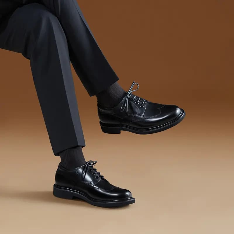 THOM WILLS British Casual Business Soft Sole Derby Shoes Formal Leather Shoes Men's Black 15