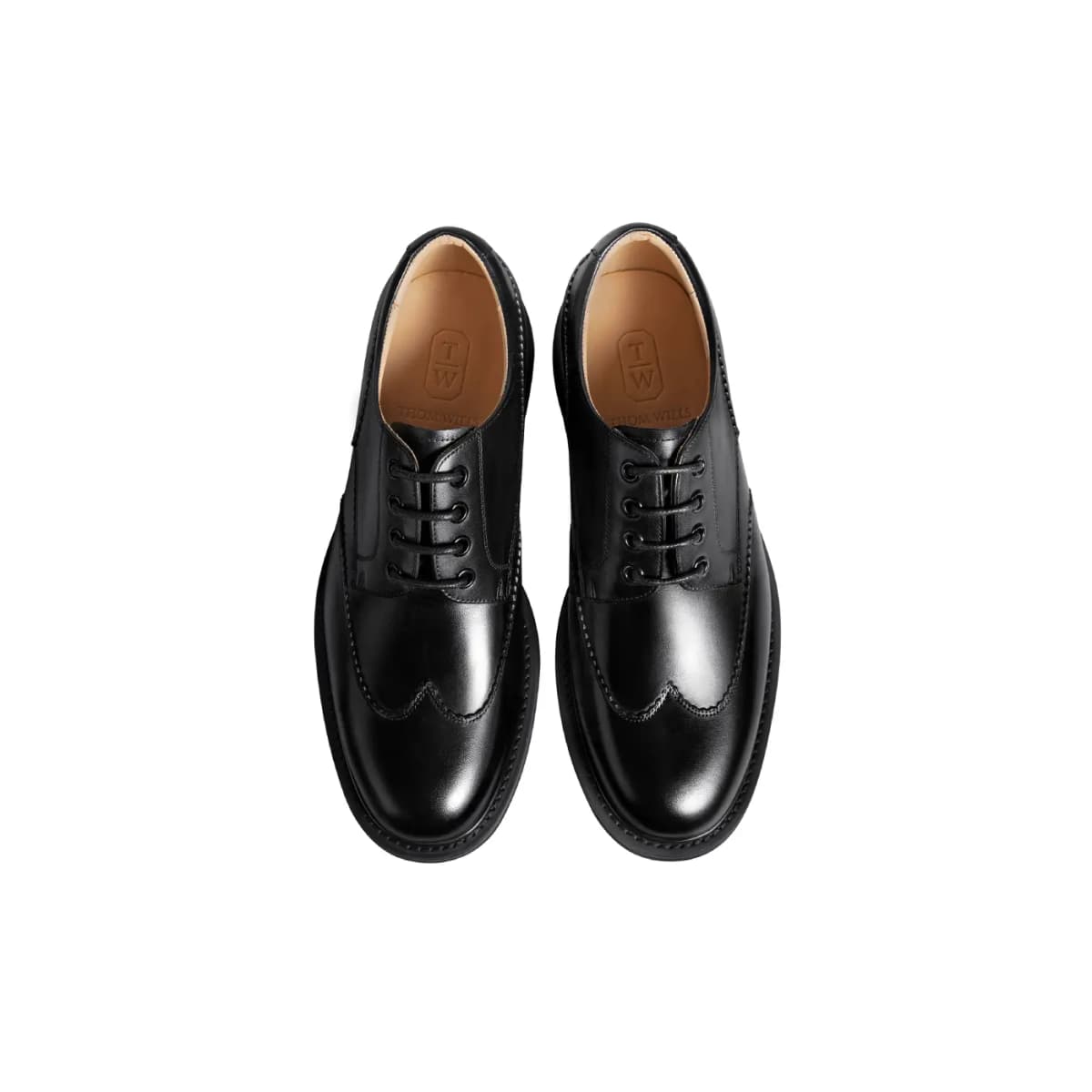 THOM WILLS British Casual Business Soft Sole Derby Shoes Formal Leather Shoes Men's Black 26