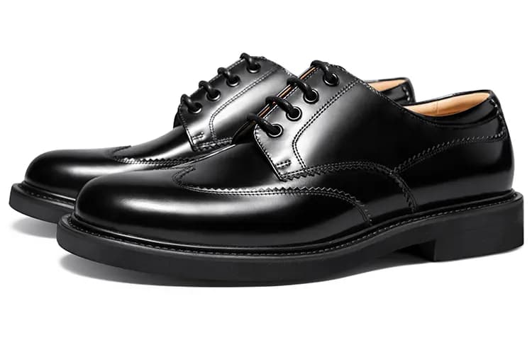 THOM WILLS British Casual Business Soft Sole Derby Shoes Formal Leather Shoes Men's Black 2