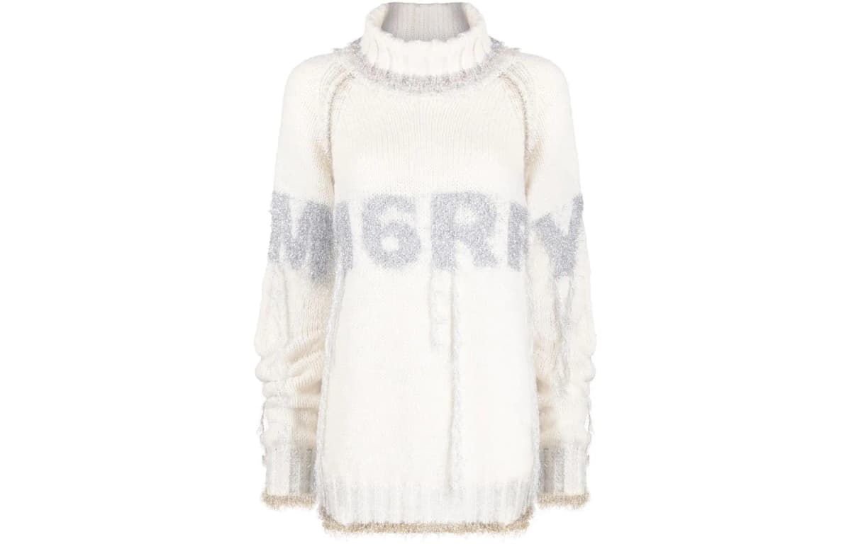 MM6 Maison Margiela FW22 Qadın Kaşmir Sviter Ağ