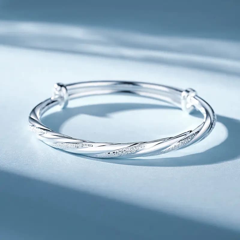 [Free Custom Engraving] Silver Qianhui Starlight Series Mobius Plain Adjustable Silver Bracelet S999 Sterling Silver Women's Gift Box 2
