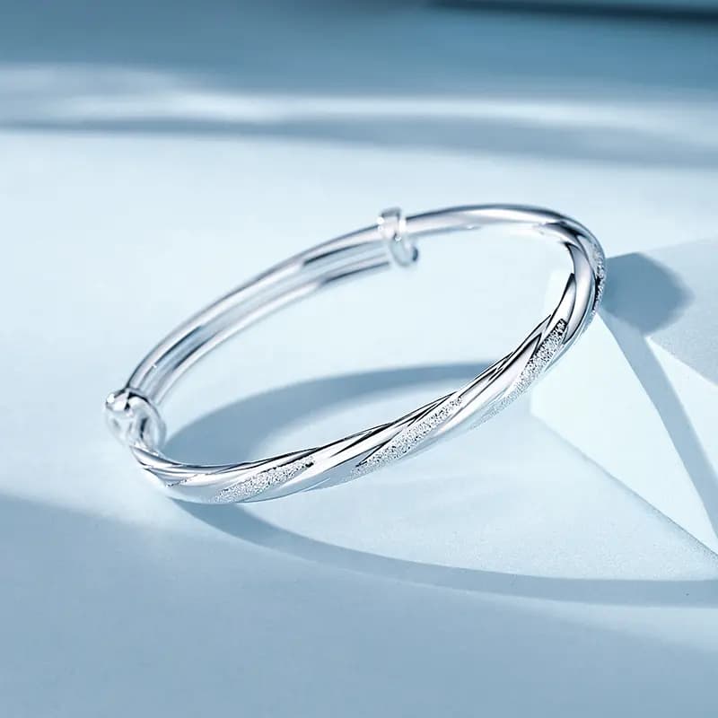 [Free Custom Engraving] Silver Qianhui Starlight Series Mobius Plain Adjustable Silver Bracelet S999 Sterling Silver Women's Gift Box 3