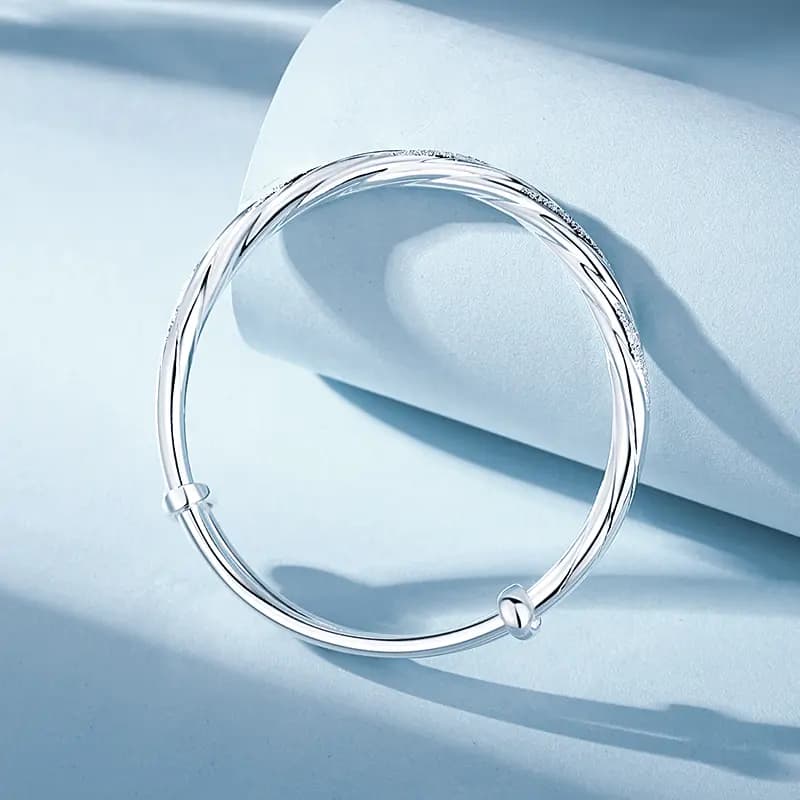 [Free Custom Engraving] Silver Qianhui Starlight Series Mobius Plain Adjustable Silver Bracelet S999 Sterling Silver Women's Gift Box 5