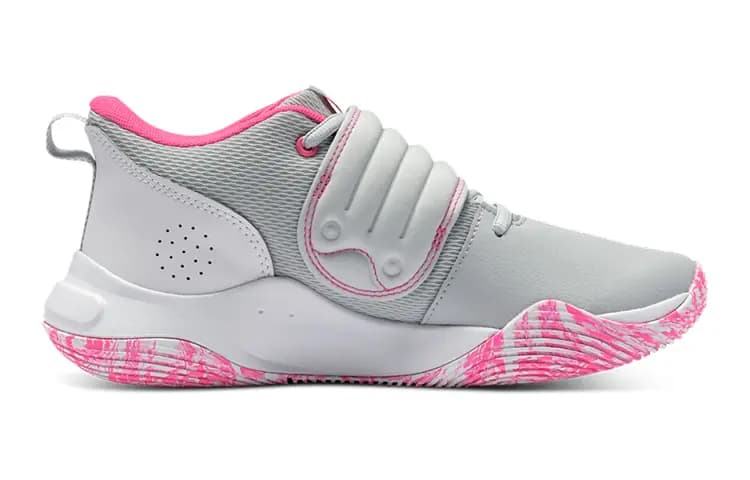 Under Armour UA Zone BB Mid-Top Performance Basketball Shoes Gray Pink Teenagers 2