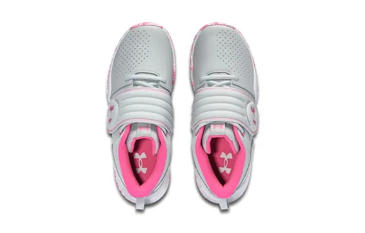 Under Armour UA Zone BB Mid-Top Performance Basketball Shoes Gray Pink Teenagers 4