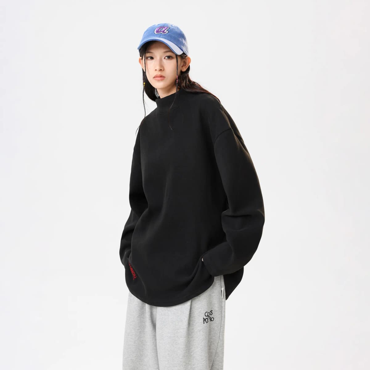 HUANQIU American High-Street Vintage Uzunqol Köynək Unisex 5