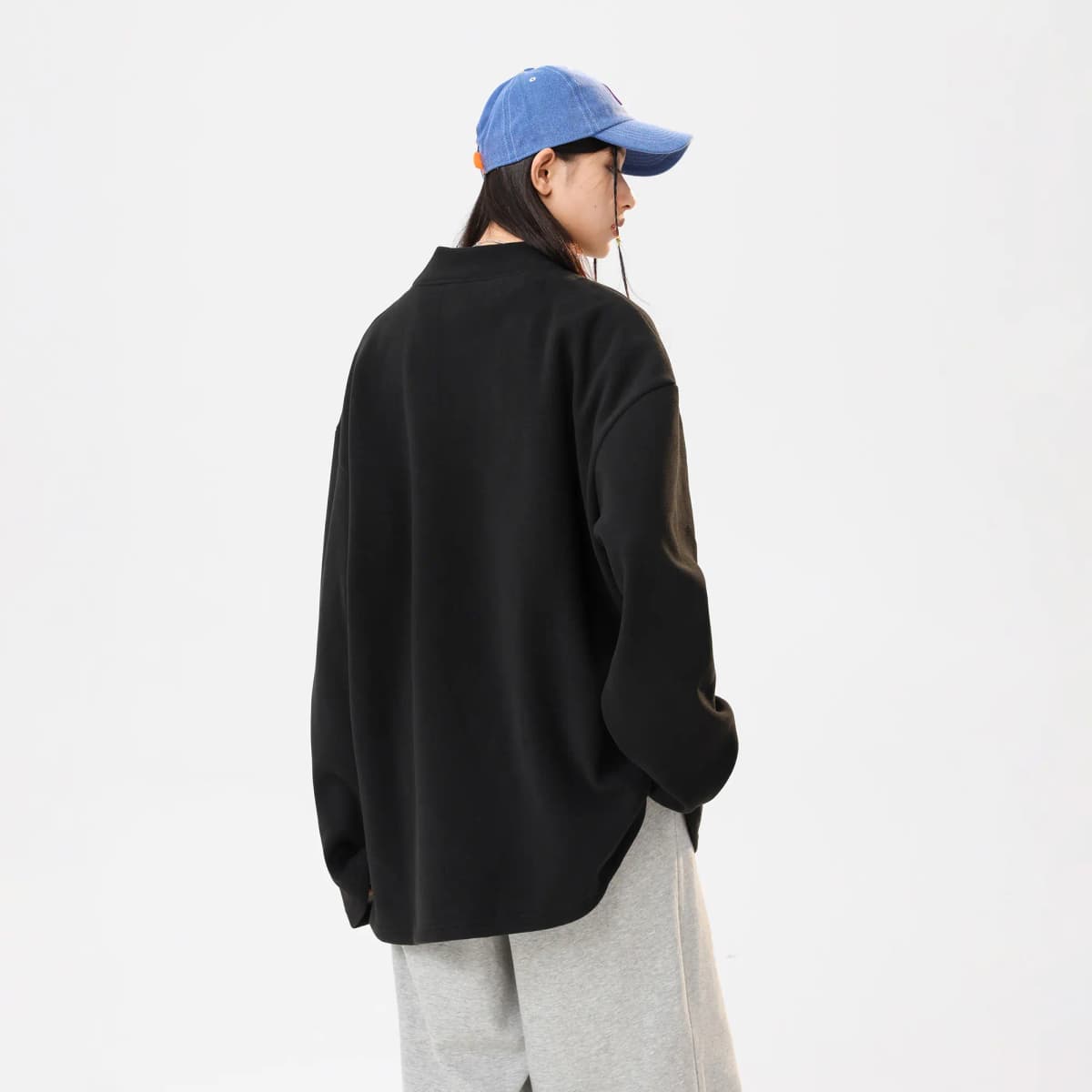 HUANQIU American High-Street Vintage Uzunqol Köynək Unisex 7
