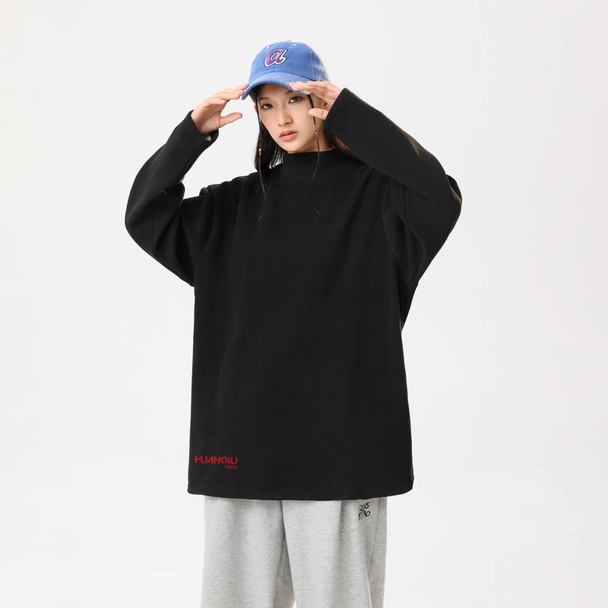 HUANQIU American High-Street Vintage Uzunqol Köynək Unisex 6