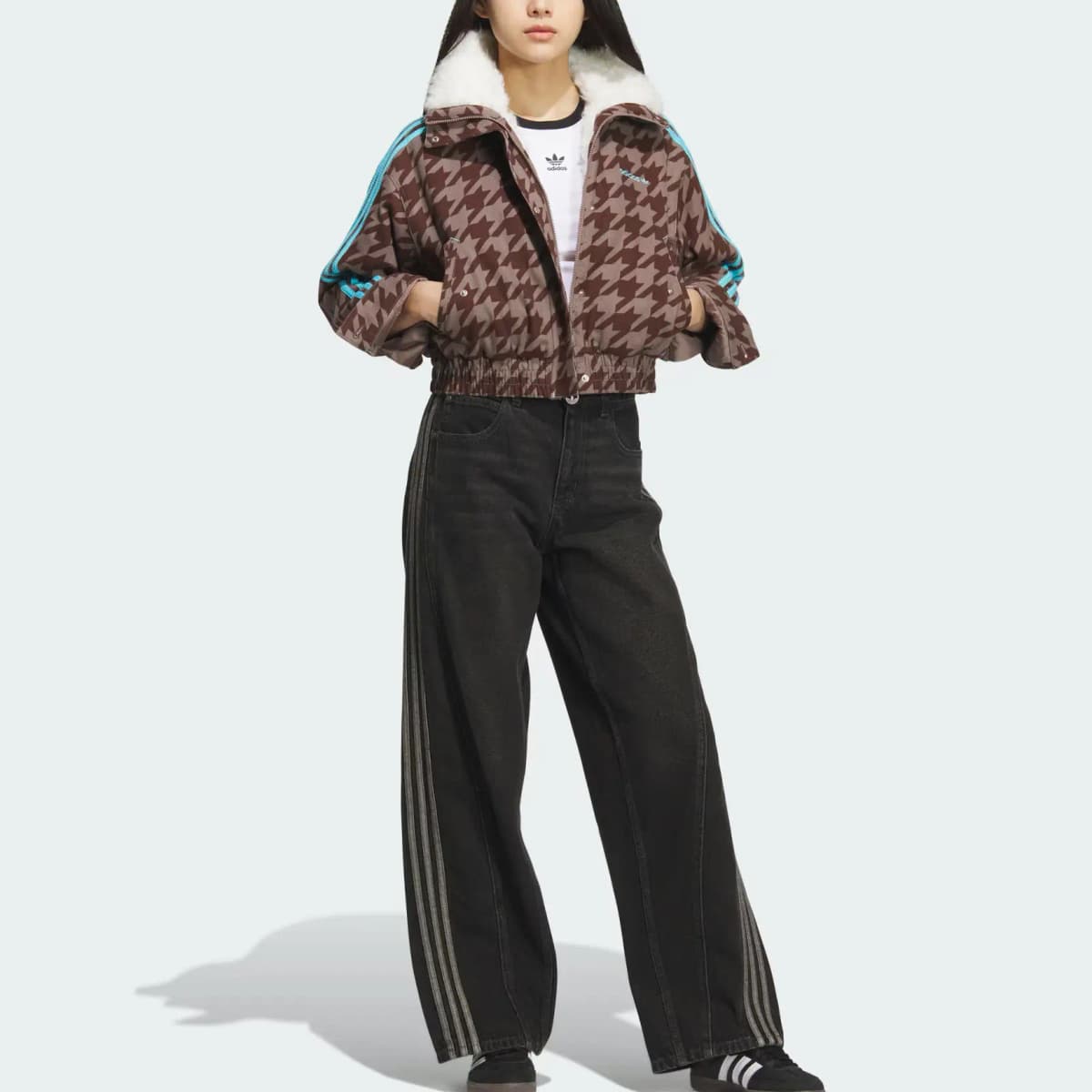 adidas originals HOUNDSTOOTH Qadın Puffer Pencəyi 3