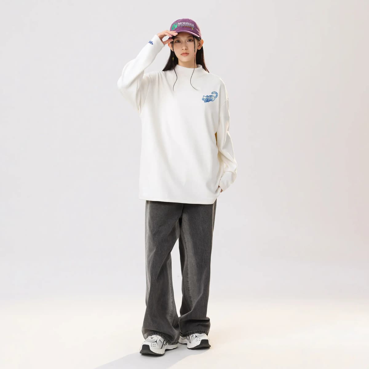 HUANQIU Unisex Uzunqol Köynək 10