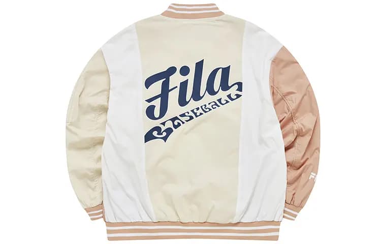 FILA FUSION BASEBALL Series Color-Block Logo Letter Baseball Woven Jacket Women's Cinnamon Orange 2