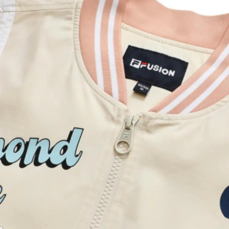 FILA FUSION BASEBALL Series Color-Block Logo Letter Baseball Woven Jacket Women's Cinnamon Orange 6