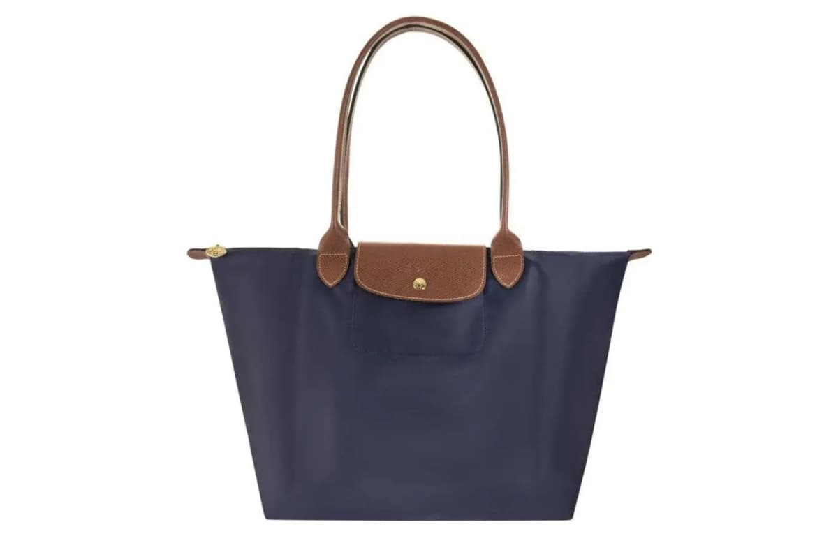 LONGCHAMP Le Pliage Canvas Dəri Çanta Qadın Tünd Mavi