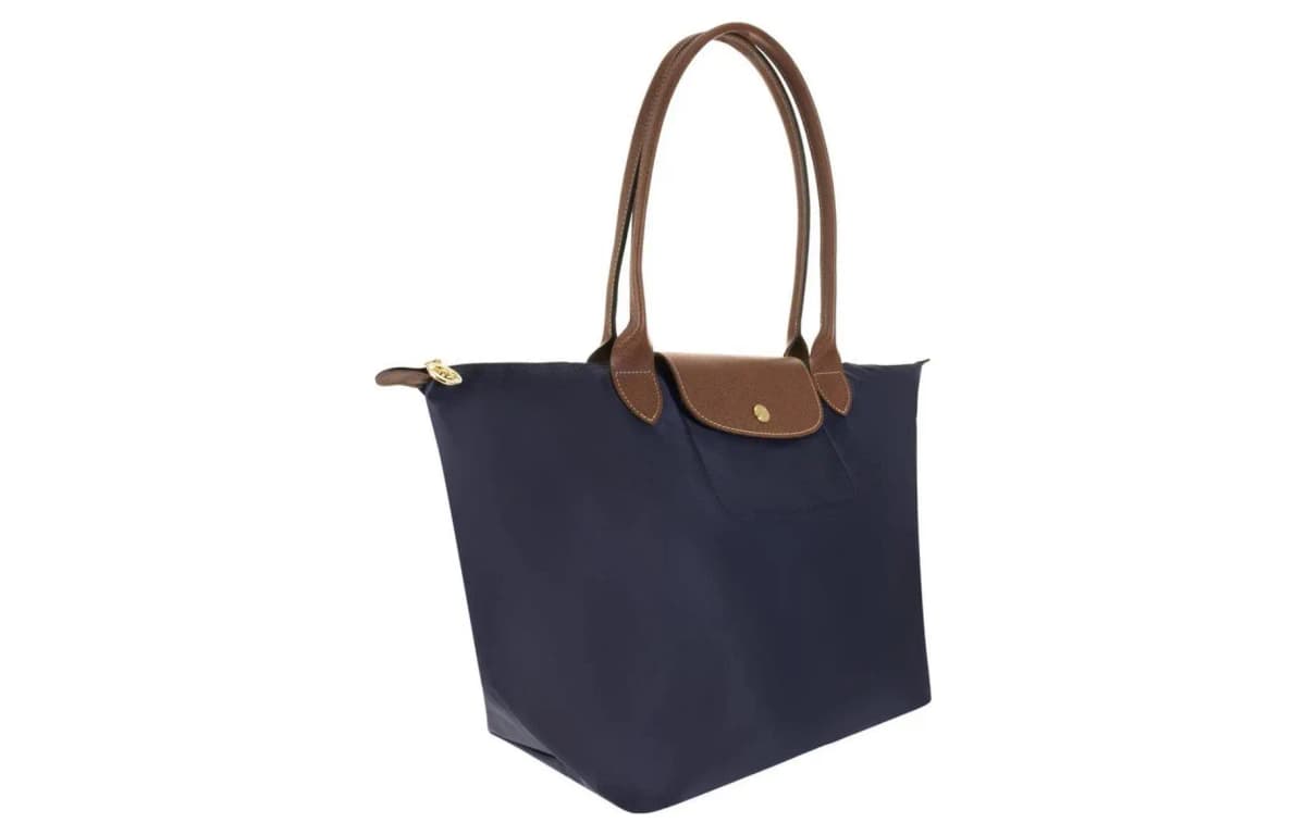 LONGCHAMP Le Pliage Canvas Dəri Çanta Qadın Tünd Mavi 2