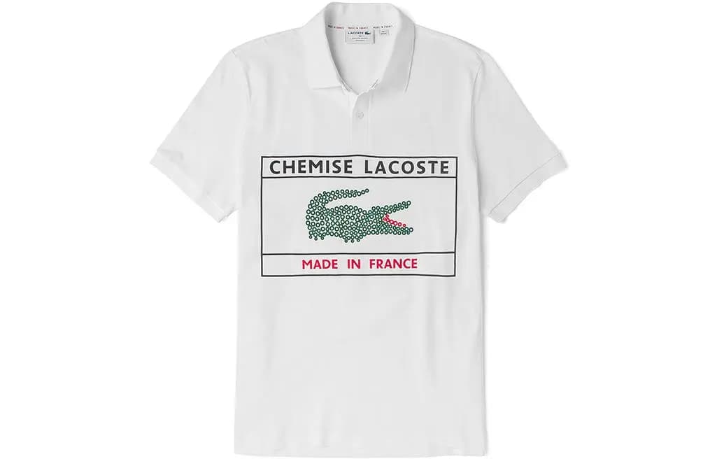 LACOSTE SS22 Heyvan Printli Polo Köynəyi Kişi Ağ