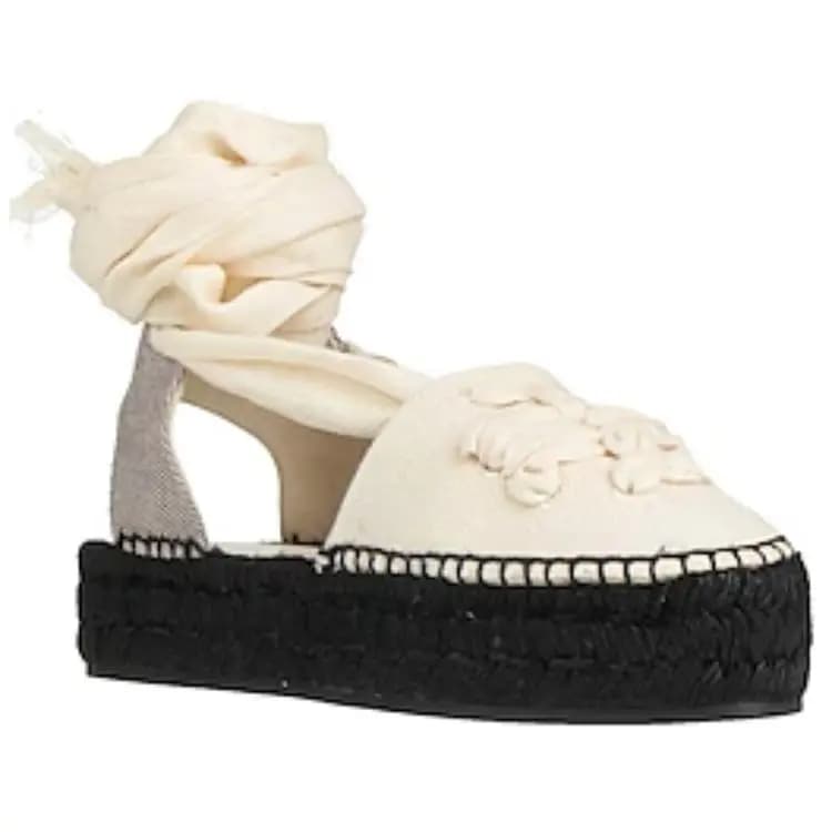 TORY BURCH Leather Ribbon Platform Sandal Qadın Ağ 3