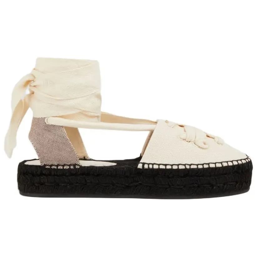 TORY BURCH Leather Ribbon Platform Sandal Qadın Ağ 2
