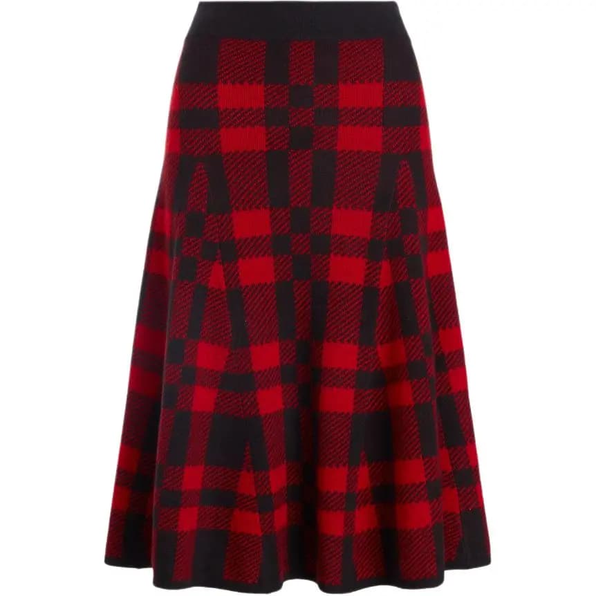 Polo Ralph Lauren Plaid Wool A-Line Midi Ətək Qadın