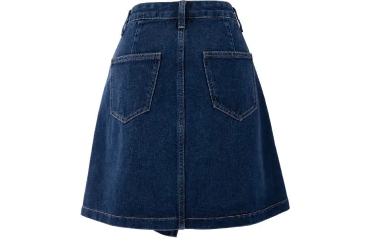 SOON FLOWER Qadın Denim Ətək Tünd Mavi 2