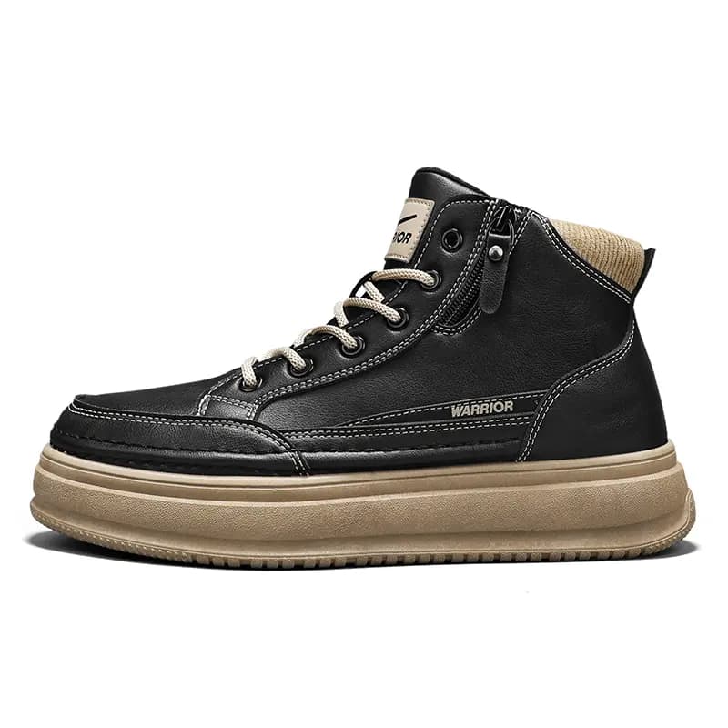 Warrior Fashion Versatile Artistic Minimalist Trendy Retro Work Boots Men's Black Khaki