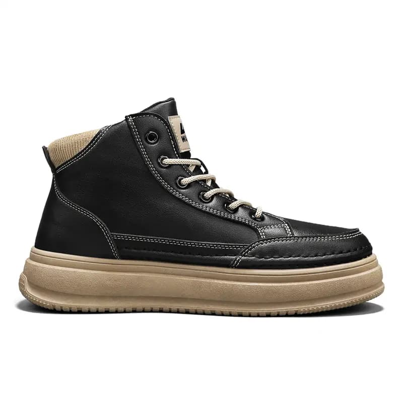 Warrior Fashion Versatile Artistic Minimalist Trendy Retro Work Boots Men's Black Khaki 2