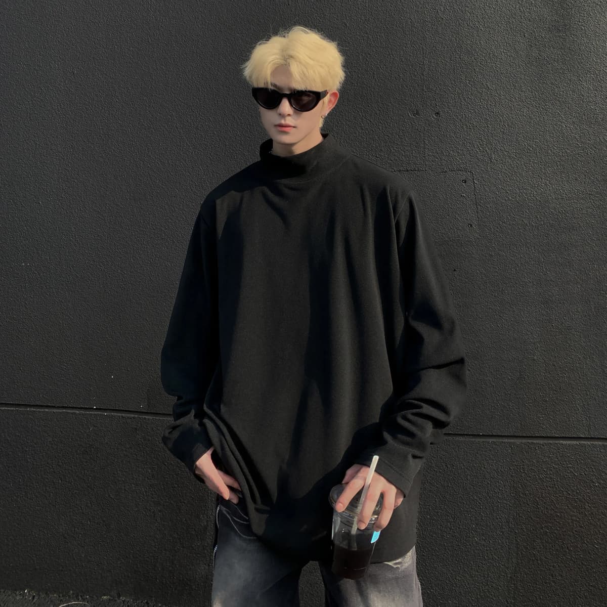 HUANQIU Velvet Base Layer Skin-Friendly Solid Color Simple Basic Niche Fashion Trend Stand Collar Daily Commute Windproof High Quality Loose Versatile Casual Lazy Style Long Sleeve Sport Thermal Underwear Unisex 4