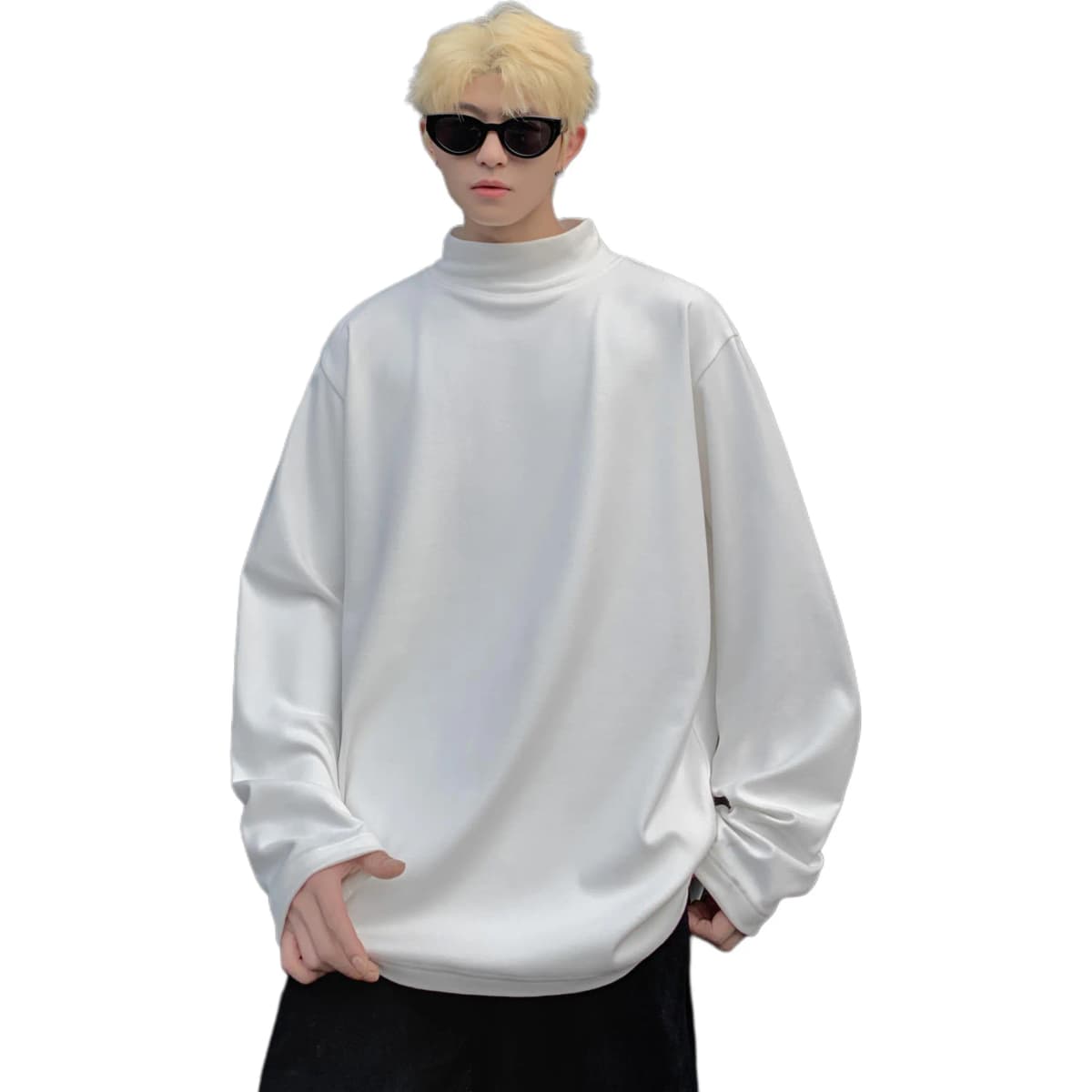 HUANQIU Velvet Base Layer Skin-Friendly Solid Color Simple Basic Niche Fashion Trend Stand Collar Daily Commute Windproof High Quality Loose Versatile Casual Lazy Style Long Sleeve Sport Thermal Underwear Unisex 7