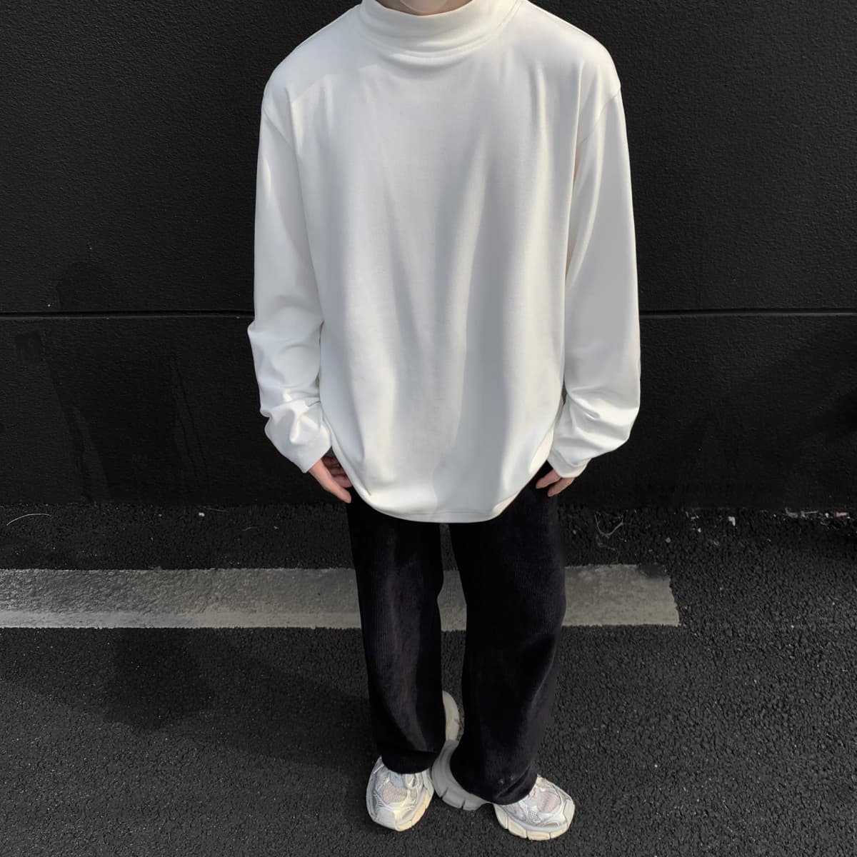 HUANQIU Velvet Base Layer Skin-Friendly Solid Color Simple Basic Niche Fashion Trend Stand Collar Daily Commute Windproof High Quality Loose Versatile Casual Lazy Style Long Sleeve Sport Thermal Underwear Unisex 10