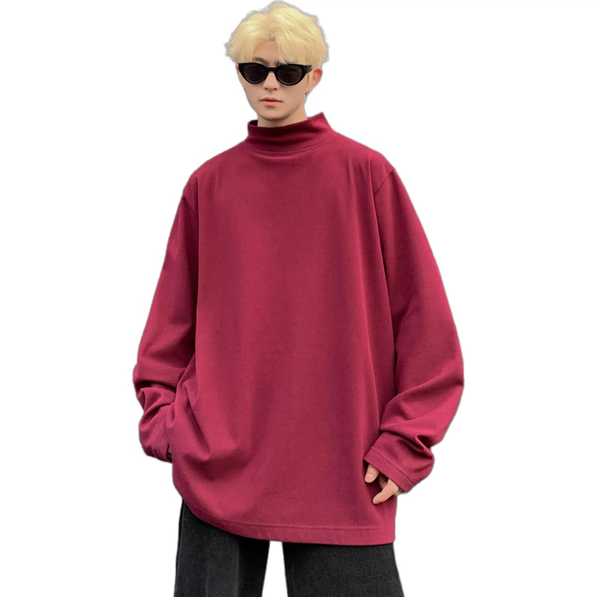 HUANQIU Velvet Base Layer Skin-Friendly Solid Color Simple Basic Niche Fashion Trend Stand Collar Daily Commute Windproof High Quality Loose Versatile Casual Lazy Style Long Sleeve Sport Thermal Underwear Unisex 13