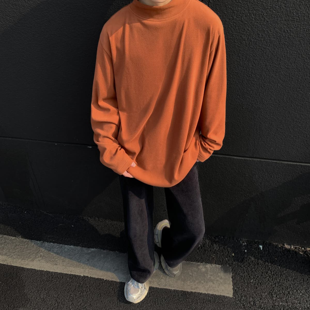 HUANQIU Velvet Base Layer Skin-Friendly Solid Color Simple Basic Niche Fashion Trend Stand Collar Daily Commute Windproof High Quality Loose Versatile Casual Lazy Style Long Sleeve Sport Thermal Underwear Unisex 24