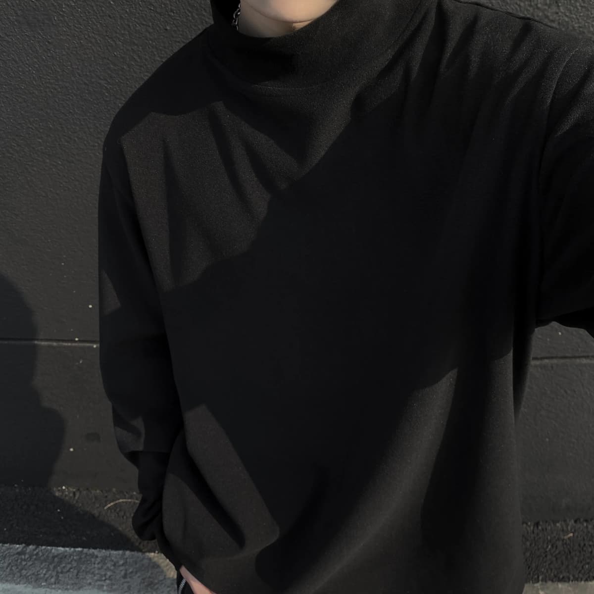 HUANQIU Velvet Base Layer Skin-Friendly Solid Color Simple Basic Niche Fashion Trend Stand Collar Daily Commute Windproof High Quality Loose Versatile Casual Lazy Style Long Sleeve Sport Thermal Underwear Unisex 5