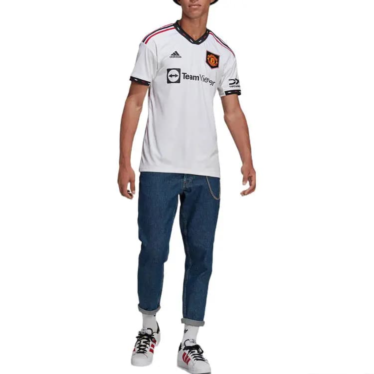 adidas Manchester United Kişi Futbol Köynəyi Ağ 3