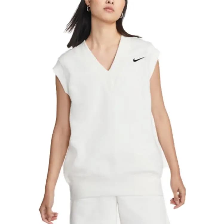 Nike Logo V-Yaxa Qadın Maykası Ağ 4