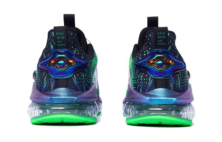 Kids Anta UFO4.0 Tianye Cushioned Glow-in-the-Dark Anti-Slip Wear-Resistant Breathable Low-Top Running Shoes Black-Green 4