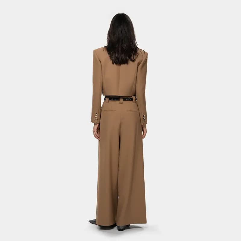 PINKO FW25 Light Luxury Commuter Style Heightening Slimming Elegant Versatile Wool Blend Wide-Leg Trousers Women's 3