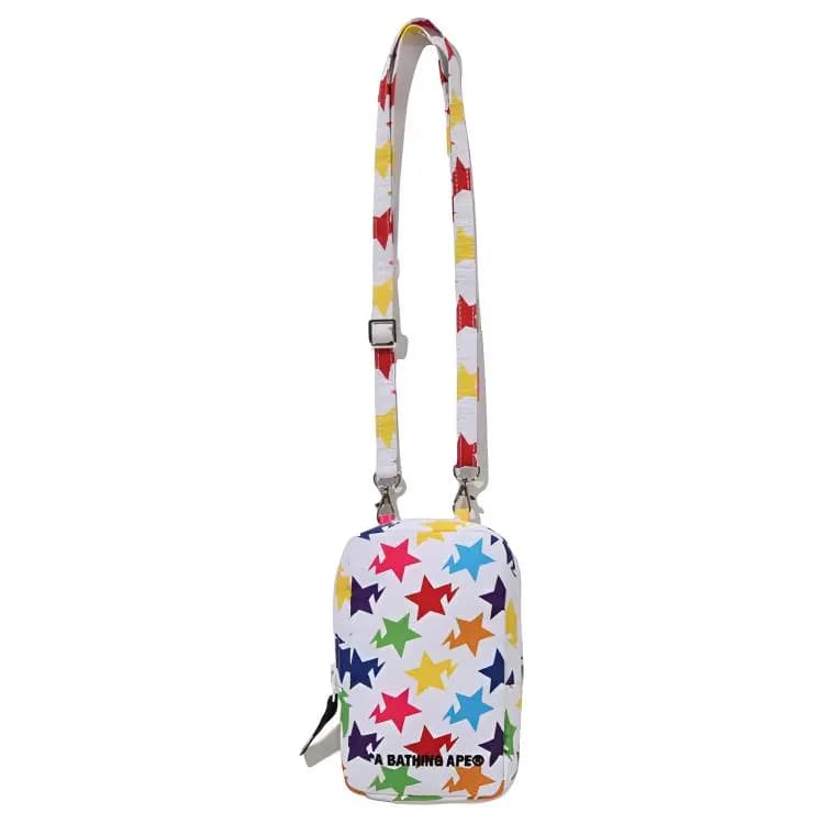 A BATHING APE Color Star Logo Telefon Çantası Unisex Qara/Ağ