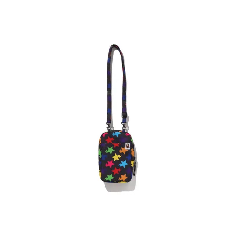 A BATHING APE Color Star Logo Telefon Çantası Unisex Qara/Ağ 4