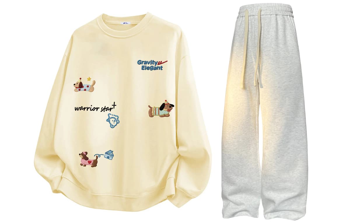 Warrior Retro Dachshund Printli Svitşot və Şalvar Dəsti Unisex 50