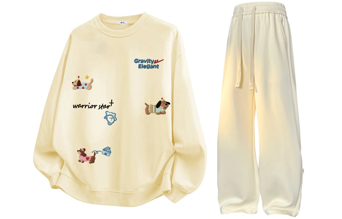 Warrior Retro Dachshund Printli Svitşot və Şalvar Dəsti Unisex 54