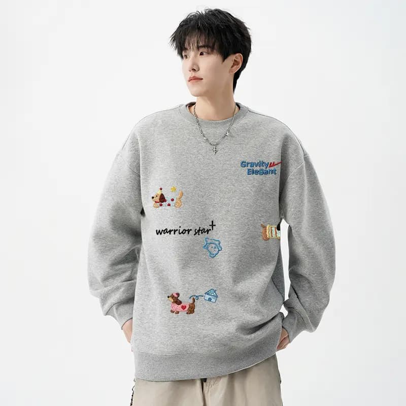 Warrior Retro Dachshund Printli Svitşot və Şalvar Dəsti Unisex 4