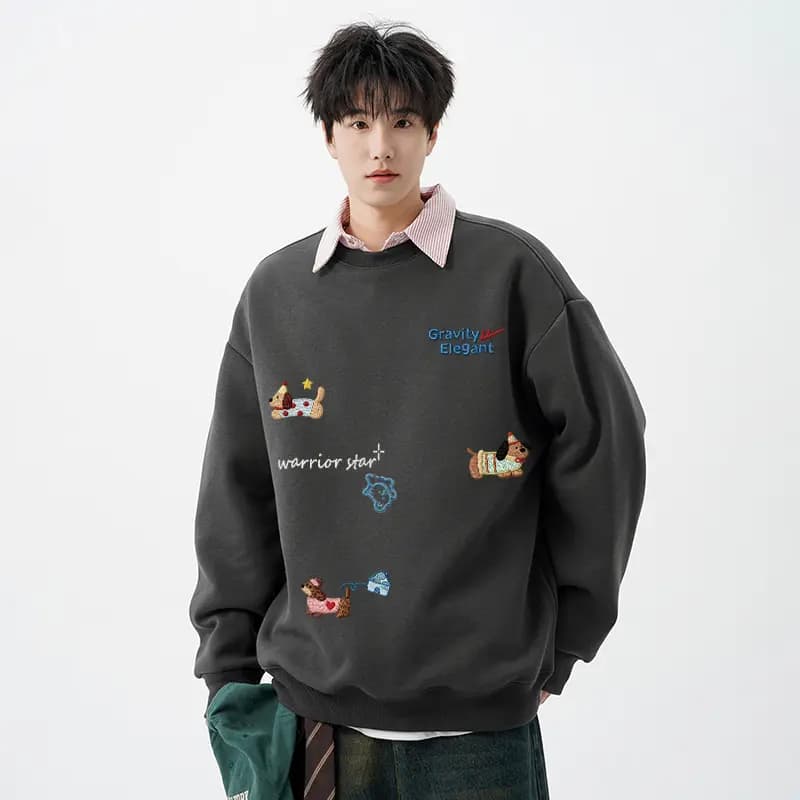 Warrior Retro Dachshund Printli Svitşot və Şalvar Dəsti Unisex 13