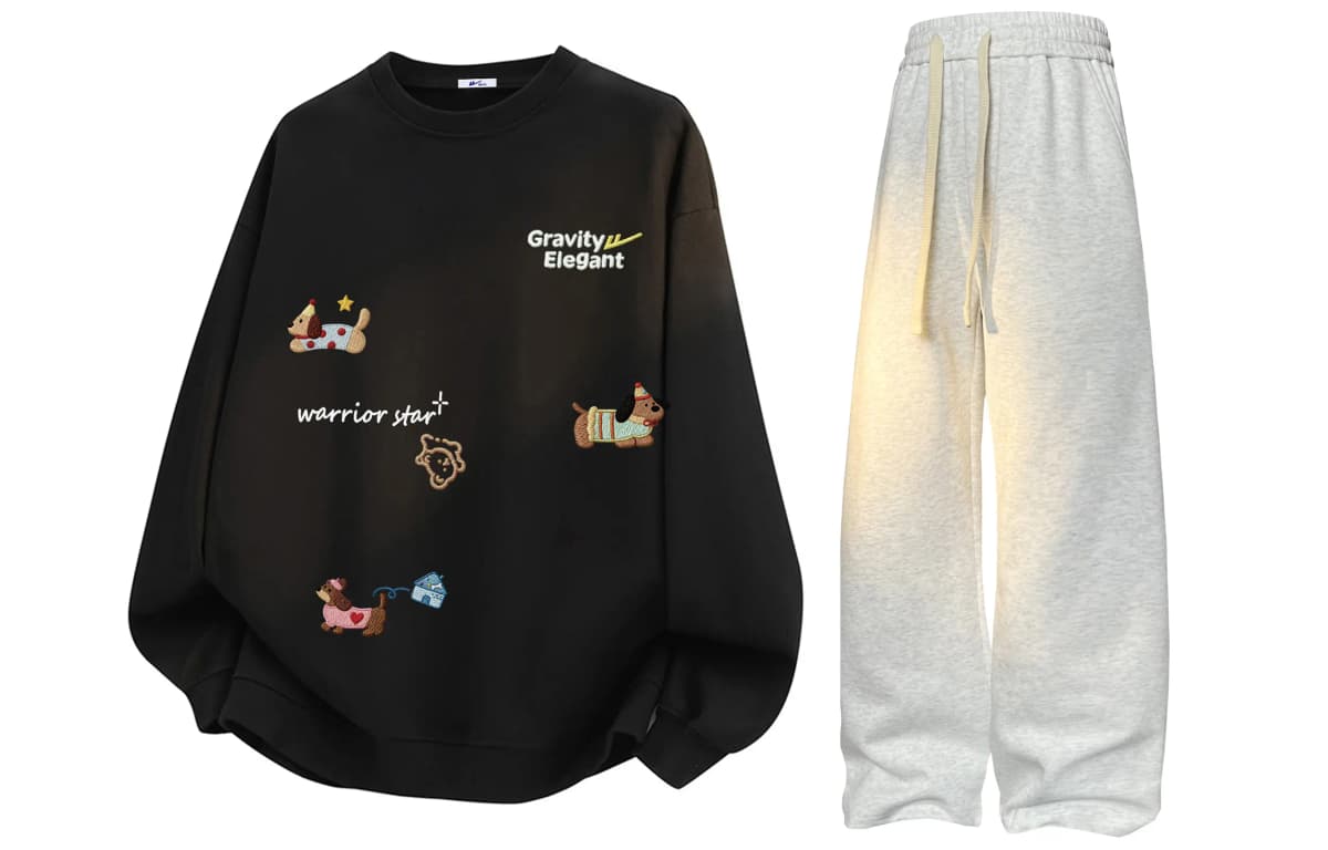Warrior Retro Dachshund Printli Svitşot və Şalvar Dəsti Unisex 38