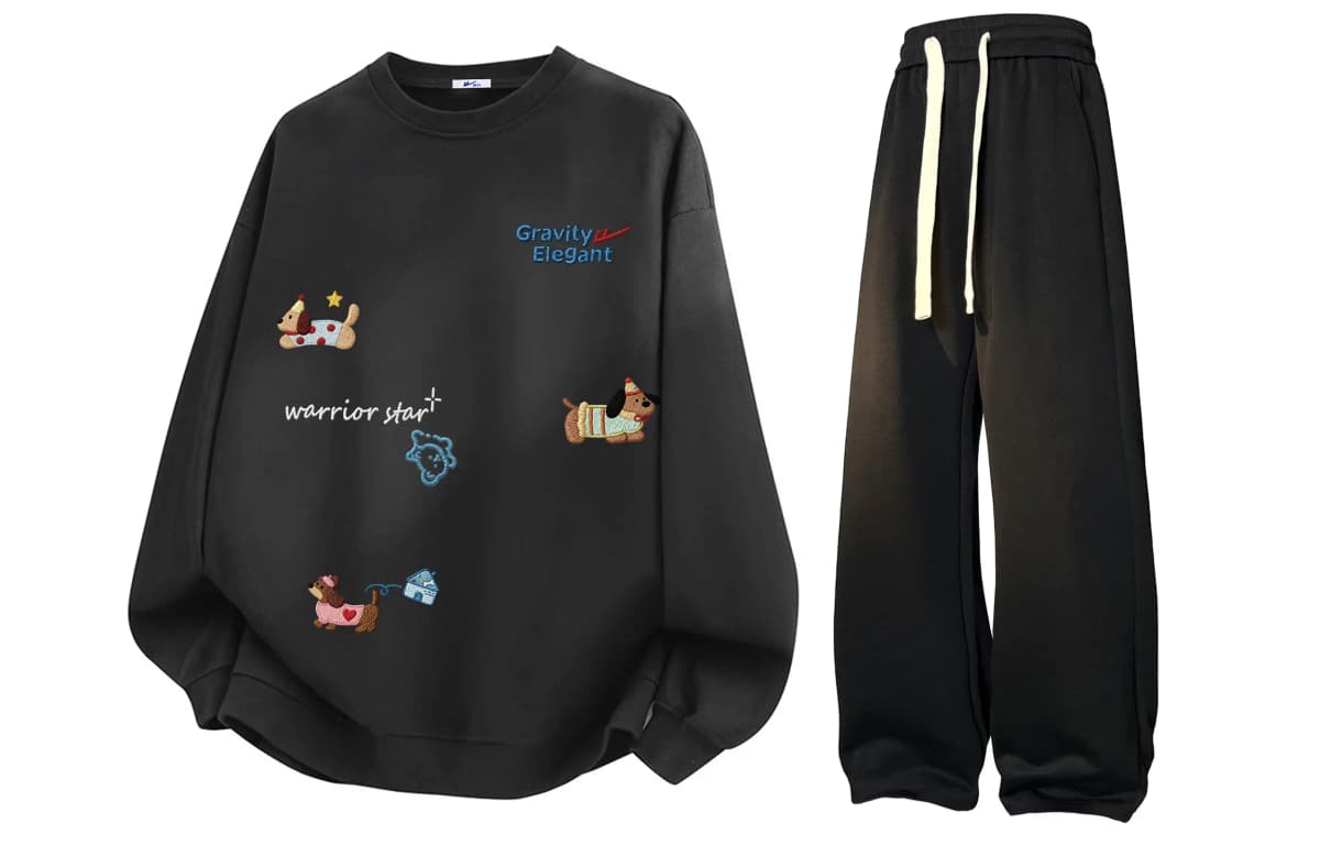 Warrior Retro Dachshund Printli Svitşot və Şalvar Dəsti Unisex 10