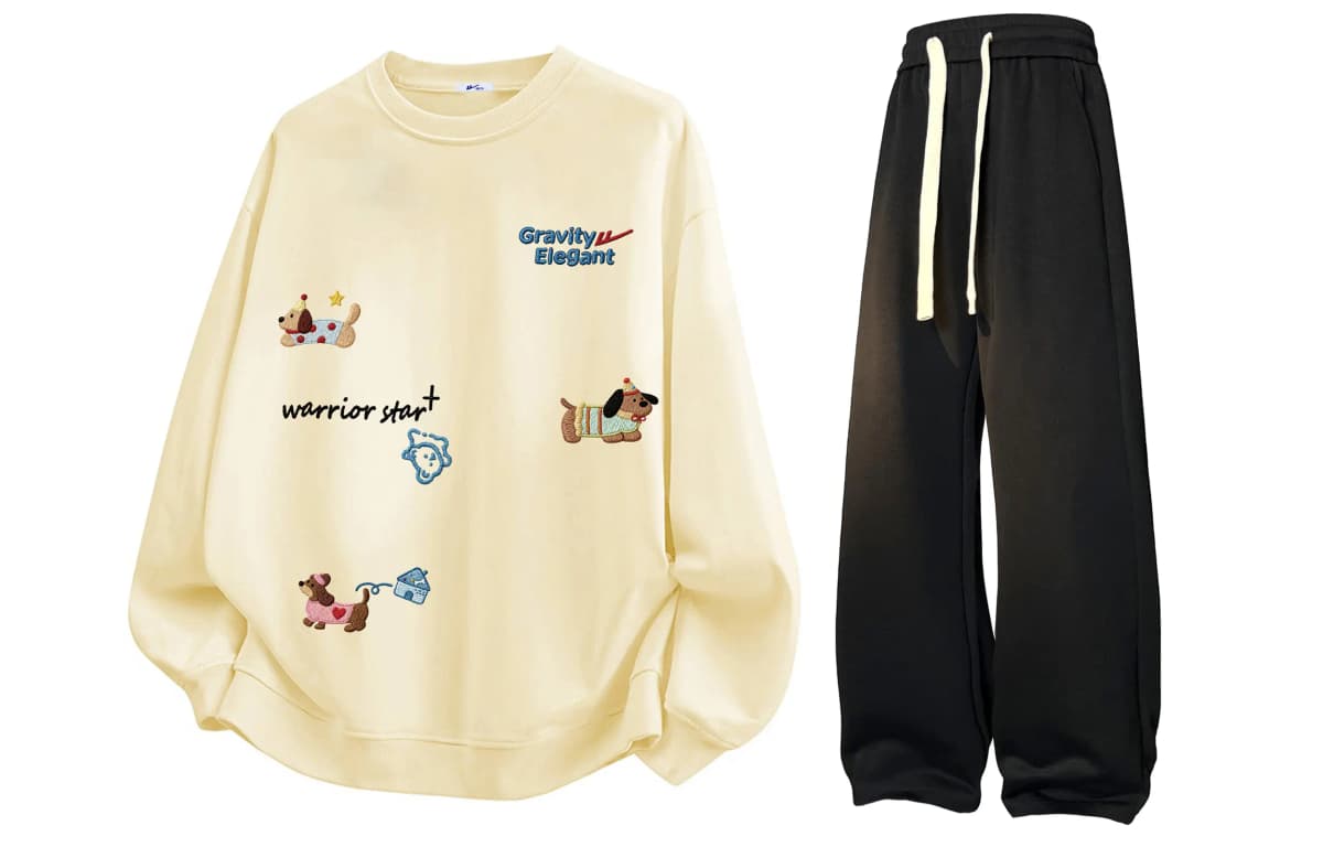 Warrior Retro Dachshund Printli Svitşot və Şalvar Dəsti Unisex 46