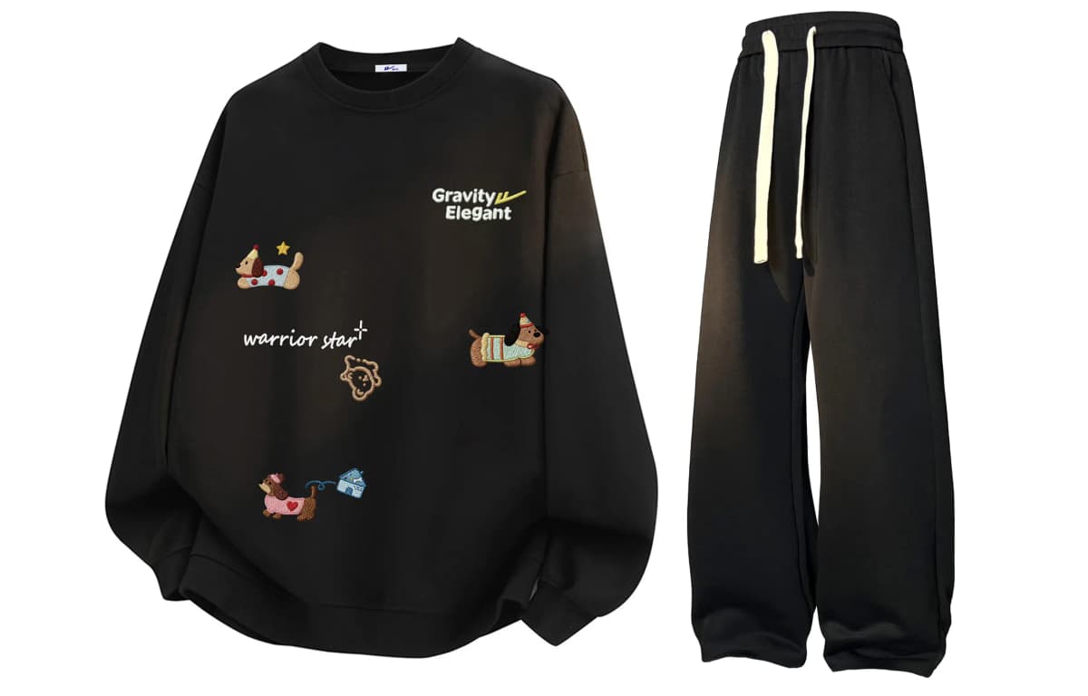 Warrior Retro Dachshund Printli Svitşot və Şalvar Dəsti Unisex 34